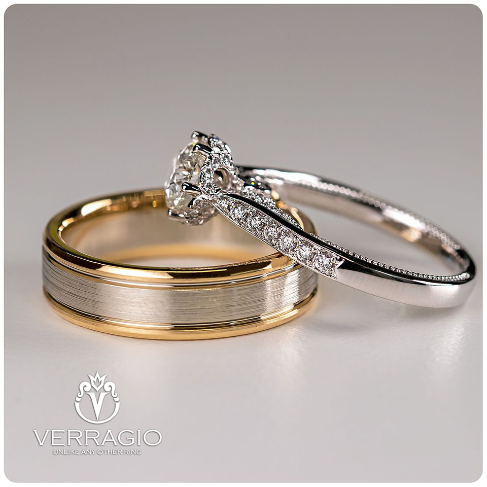 Verragio engagement ring wedding band set