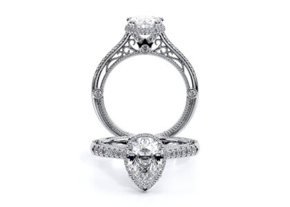 a verragio venetian ring with a pear shaped setting