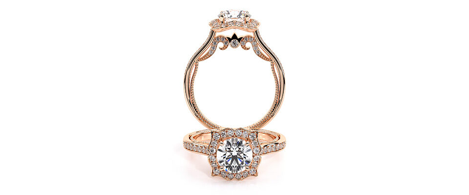 an insignia engagement ring in rose gold